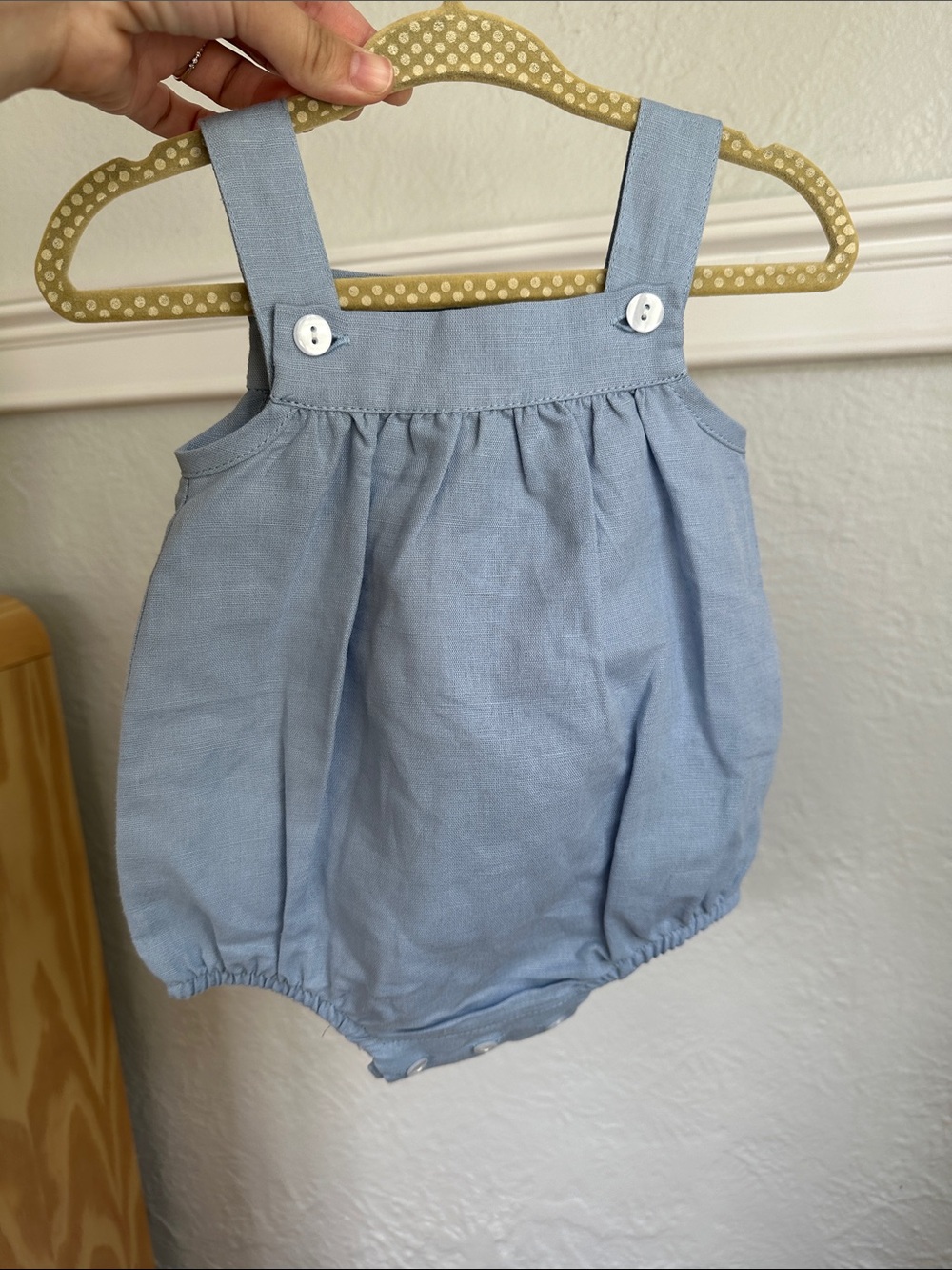 M&H Light Blue Baby Romper with Button Straps